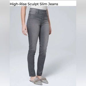 WHBM High-Rise Sculpt Slim Jeans, stretch, comfortable, ankle slim, gray, Sz00.